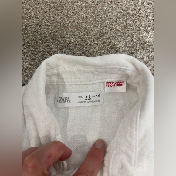 Zara Little Boy cotton white button down collared shirt size 4-5 party wedding - Picture 3 of 5